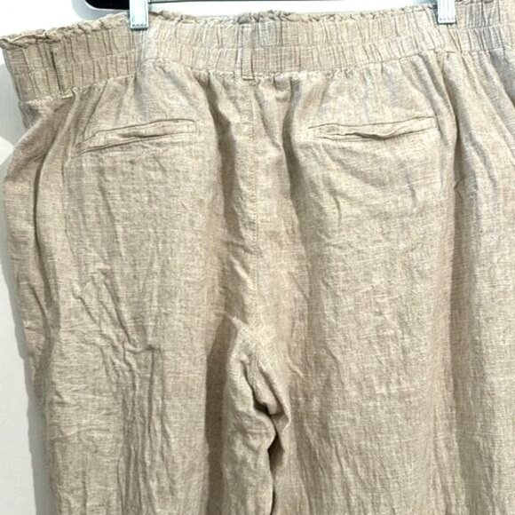 Briggs Womens XXL Beige Linen-Rayon Blend Elastic Waist Pants With Pockets - Picture 8 of 10
